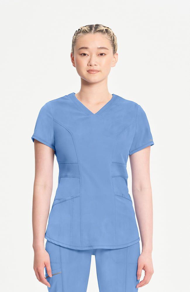 Infinity Women's 3-Pocket Knit Panel V-Neck Scrub Top