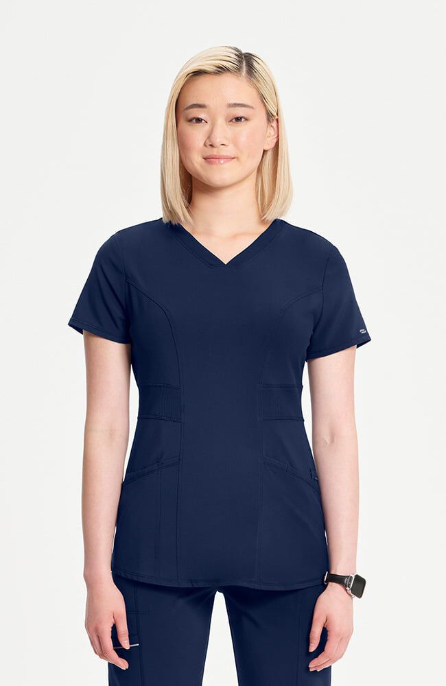 Infinity Women's 3-Pocket Knit Panel V-Neck Scrub Top
