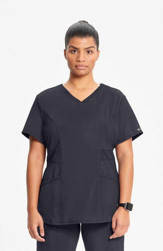 Infinity Women's 3-Pocket Knit Panel V-Neck Scrub Top