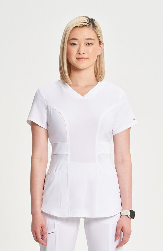 Infinity Women's 3-Pocket Knit Panel V-Neck Scrub Top