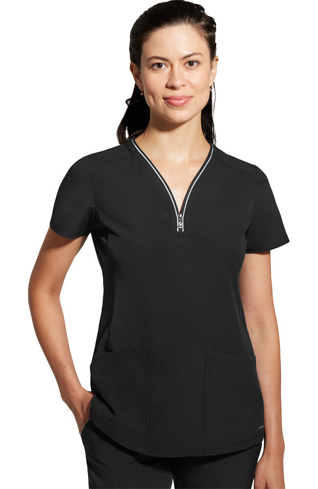 360 by Healing Hands Women's Sonia Zip Y-Neck Scrub Top