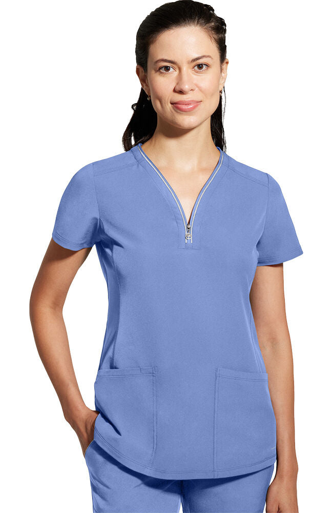 360 by Healing Hands Women's Sonia Zip Y-Neck Scrub Top