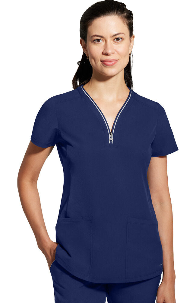 360 by Healing Hands Women's Sonia Zip Y-Neck Scrub Top
