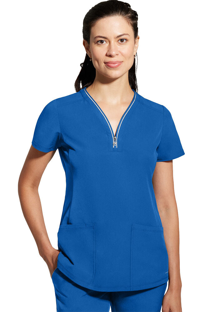 360 by Healing Hands Women's Sonia Zip Y-Neck Scrub Top