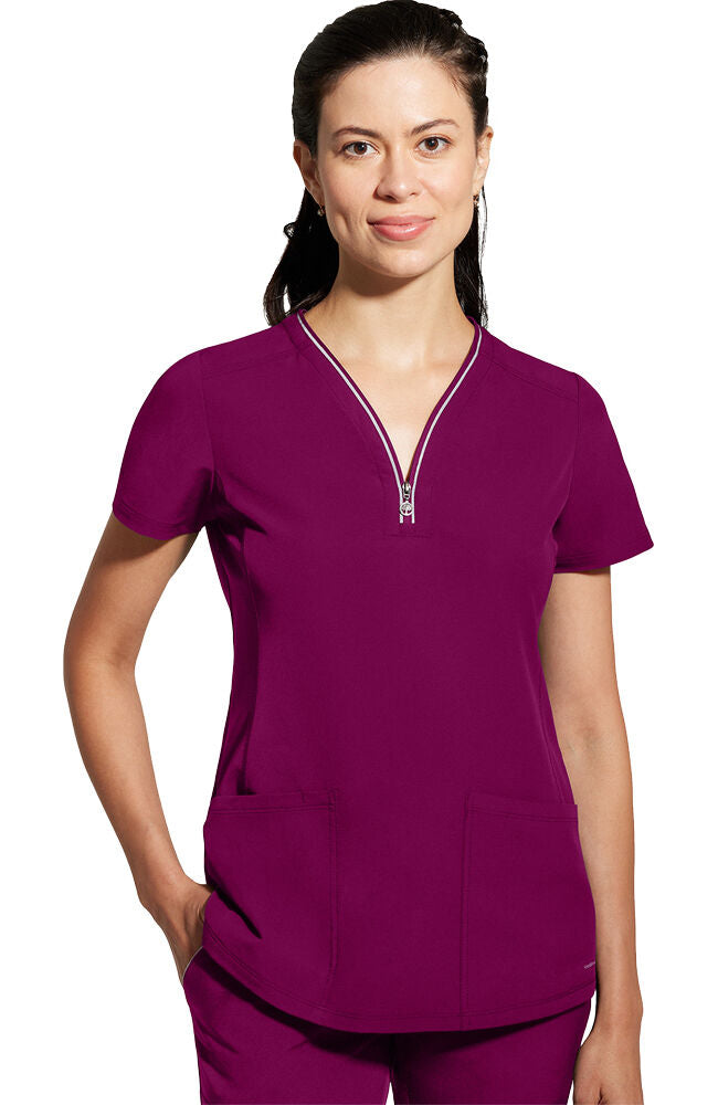 360 by Healing Hands Women's Sonia Zip Y-Neck Scrub Top