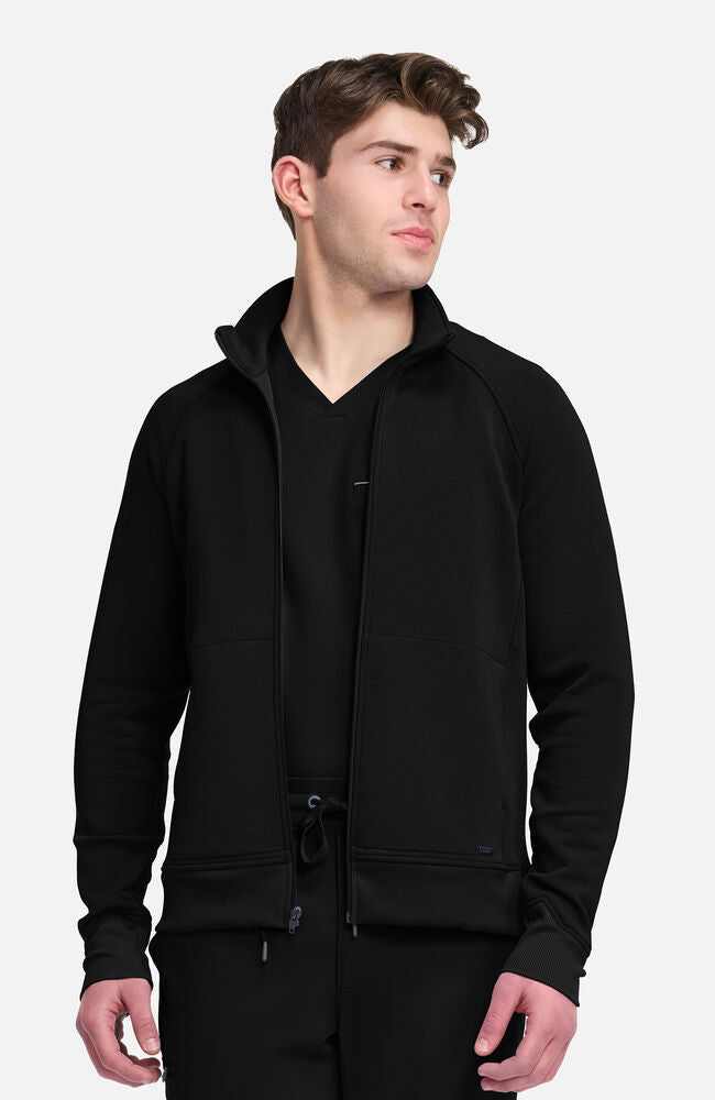 Lifestyle by Healing Hands Men's Zip Front Raglan Knit Scrub Jacket