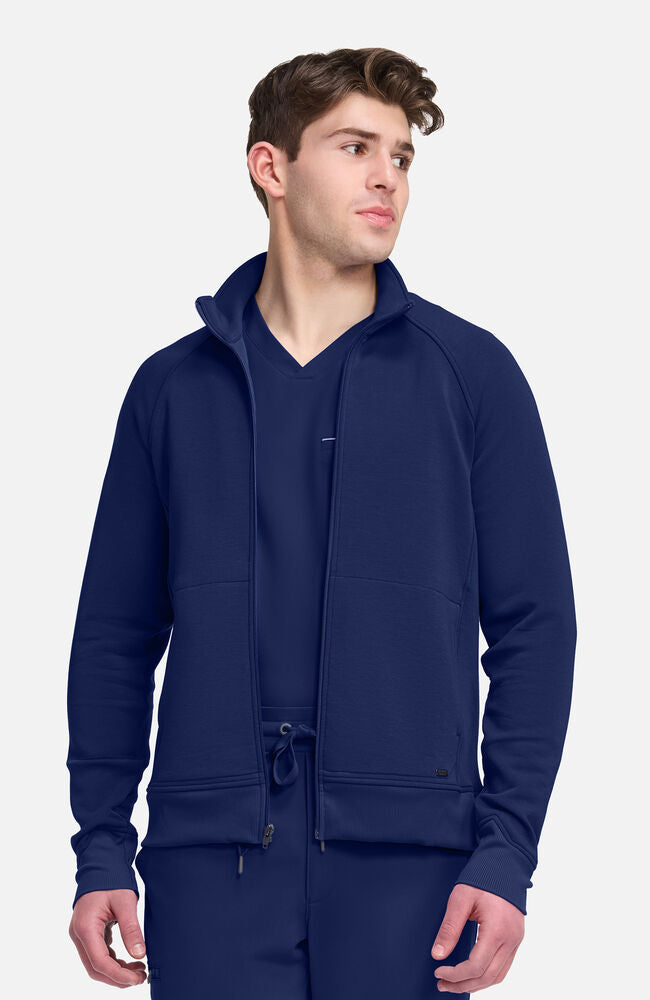 Lifestyle by Healing Hands Men's Zip Front Raglan Knit Scrub Jacket