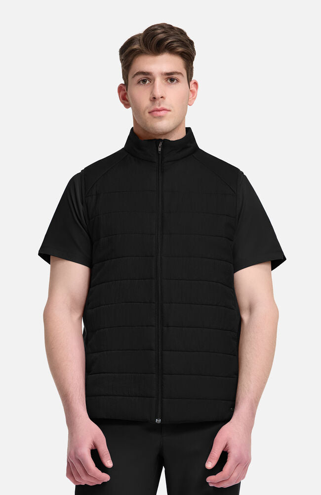 Lifestyle by Healing Hands Men's Zip Front Quilted 4-Pocket Scrub Vest