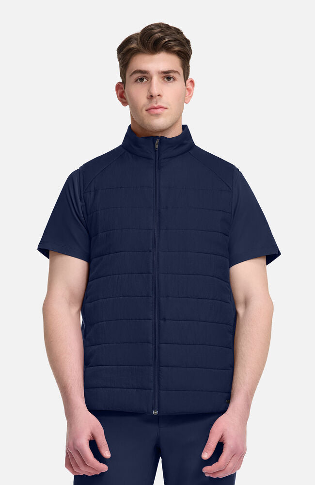 Lifestyle by Healing Hands Men's Zip Front Quilted 4-Pocket Scrub Vest
