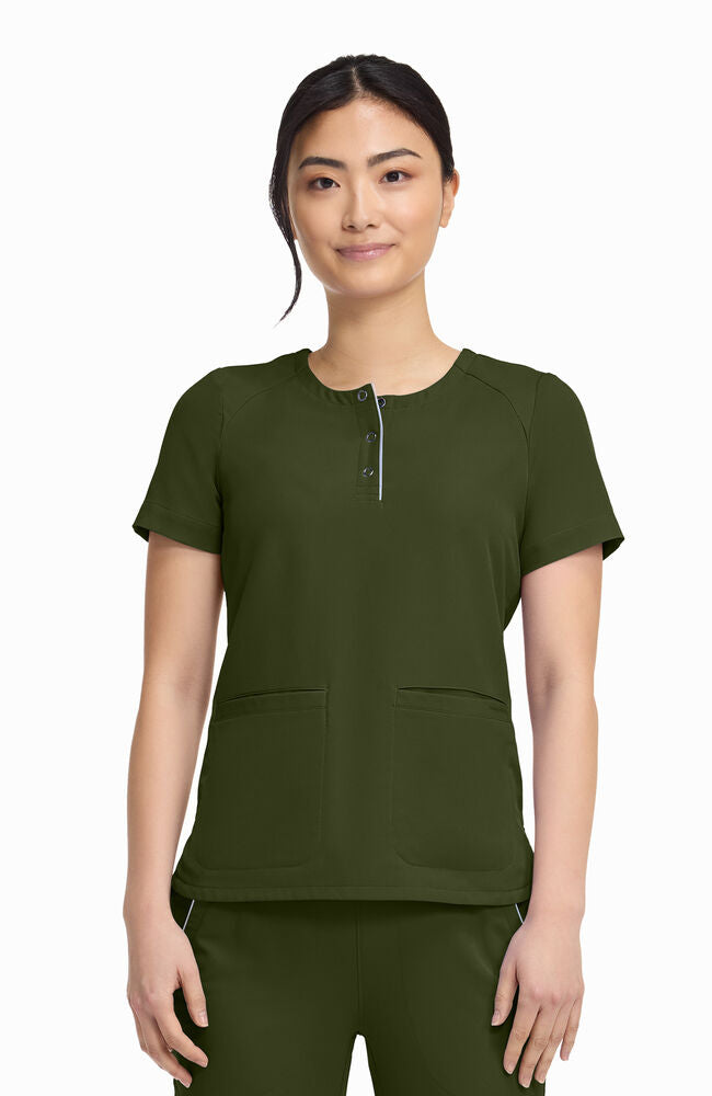 360 by Healing Hands Women's Joy Henley Crew Neck Scrub Top