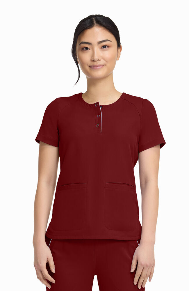 360 by Healing Hands Women's Joy Henley Crew Neck Scrub Top