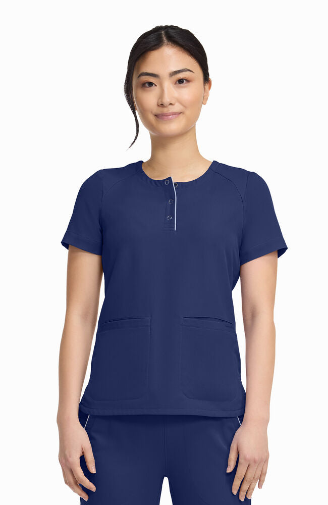 360 by Healing Hands Women's Joy Henley Crew Neck Scrub Top