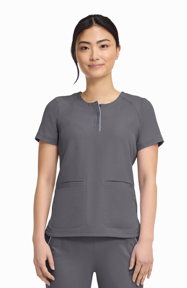 360 by Healing Hands Women's Joy Henley Crew Neck Scrub Top