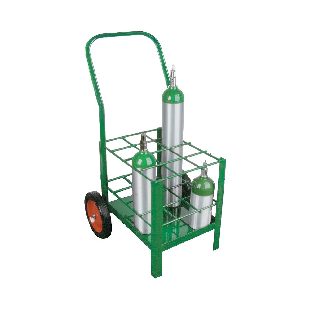 Mada Medical- 2024-Green painted cylinder cart for 12 M7, M9, C, D, E size cylinders 1/Ea
