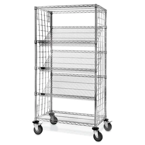 Marketlab-2053 Slant Rack Wire Shelving • 48"W x 18"D x 69"H (height includes wheels), 1/ea