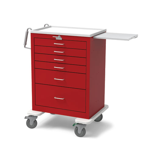 Marketlab-20738 Steel Emergency Cart • 29"W x 24.5"D, 6-Drawer with Accessory Pkg • 42"H, 1/ea