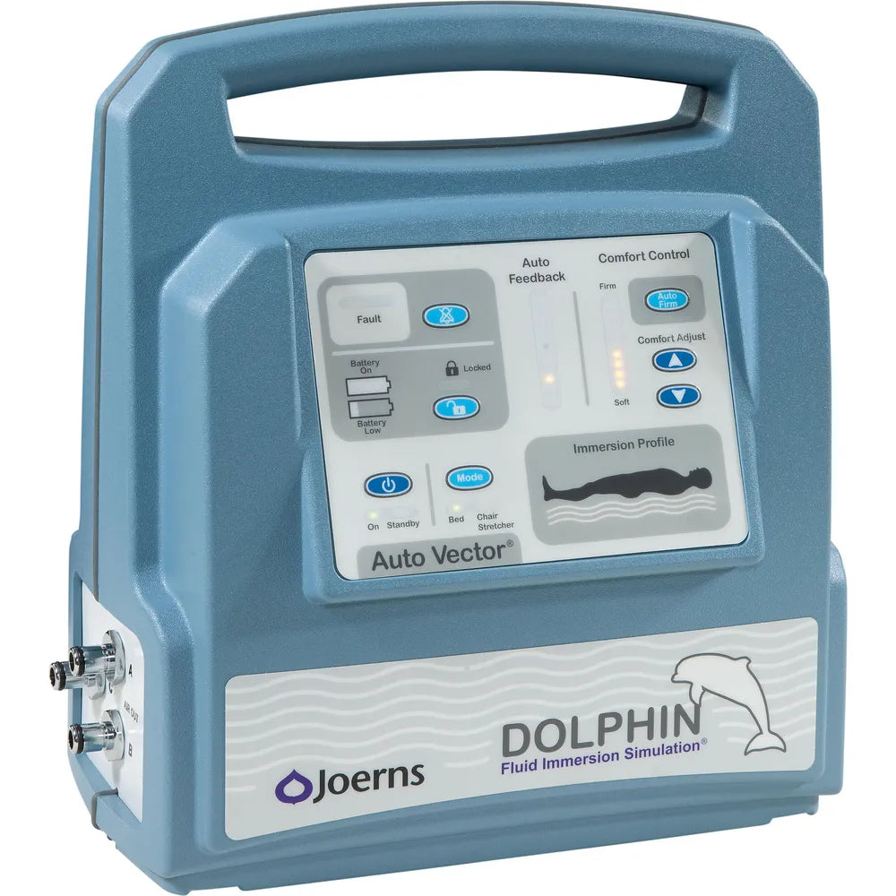 Joerns-DLPH-3592EXDMJ-KIT-Simulación de inmersión en fluidos Dolphin® Sistemas de terapia avanzada de bajo perfil que incluyen colchón de 35" x 82-92" LX de 8" y unidad de control de vector automático Dolphin diseñada para camas de longitud expandible