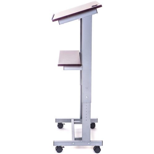 Luxor-LX-ADJ-DW Rolling Adjustable-Height Lectern Podium