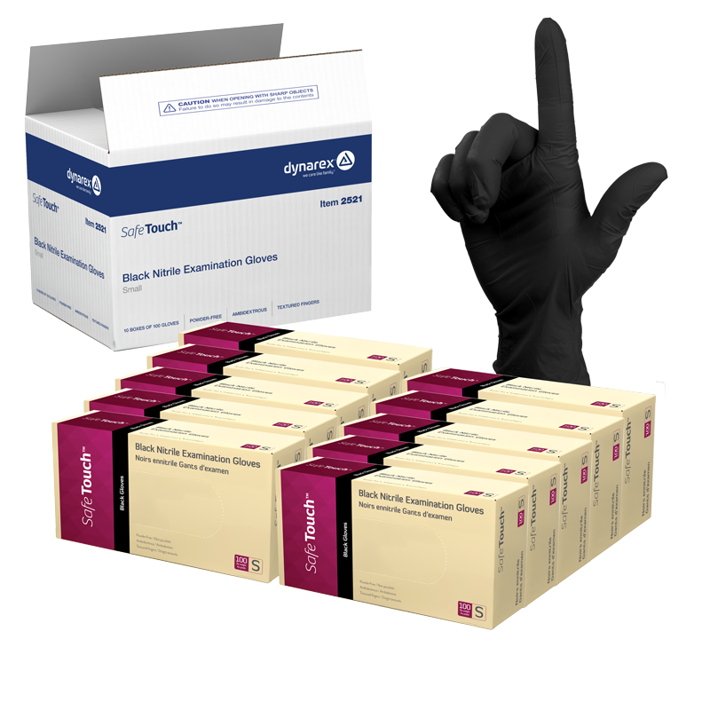 Dynarex Black Nitrile Powder Free Exam Gloves