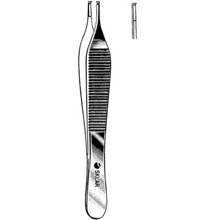 Sklar-50-3049 Adson Tissue Forceps - 4-3/4", Straight, 1x2 Teeth, with Smooth Tying Platform, 1/ea