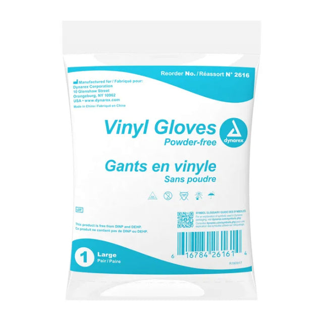 Dynarex Vinyl Exam Gloves, Powder Free (Case Of 500 Pairs)