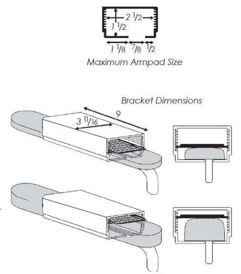 Therafin-Half Tray Bracket, Arm Channel, Flip-Up/Swing Down w/ Hinge for Half Tray