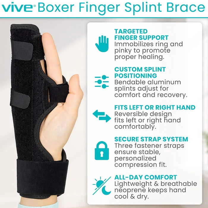 Vive Health-SUP2053BLKSM Boxer Splint - 8 inch