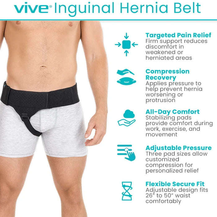 Vive Health-SUP3062BLKUNI Inguinal Hernia Belt