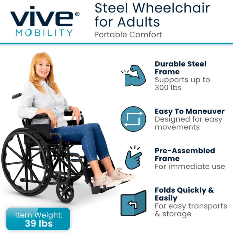 Vive Health / AccessGUDID-MOB1100BLK Core Wheelchair - Black (1 EA)