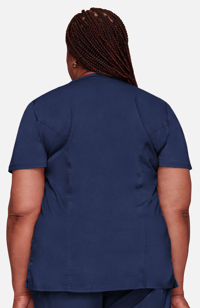 Cherokee Medical WW Core Stretch Women's Mock Wrap Princess Seam Solid Scrub Top