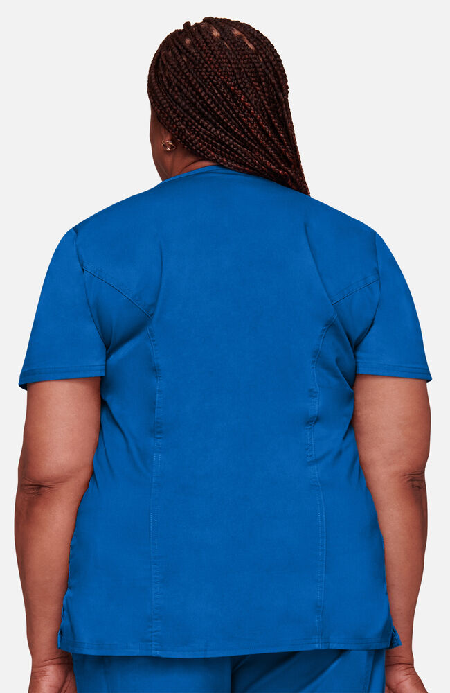 Cherokee Medical WW Core Stretch Women's Mock Wrap Princess Seam Solid Scrub Top