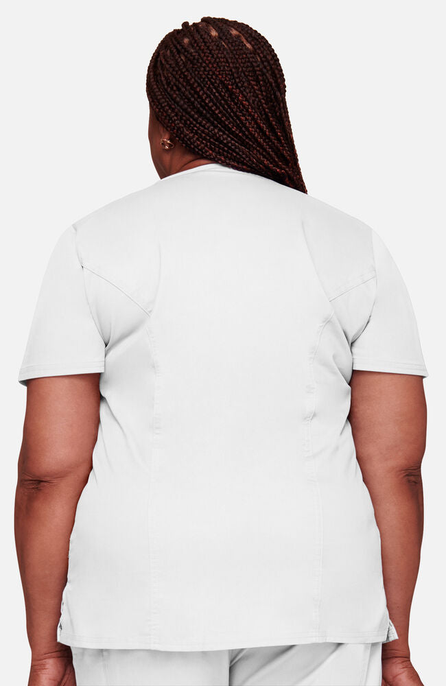 Cherokee Medical WW Core Stretch Women's Mock Wrap Princess Seam Solid Scrub Top