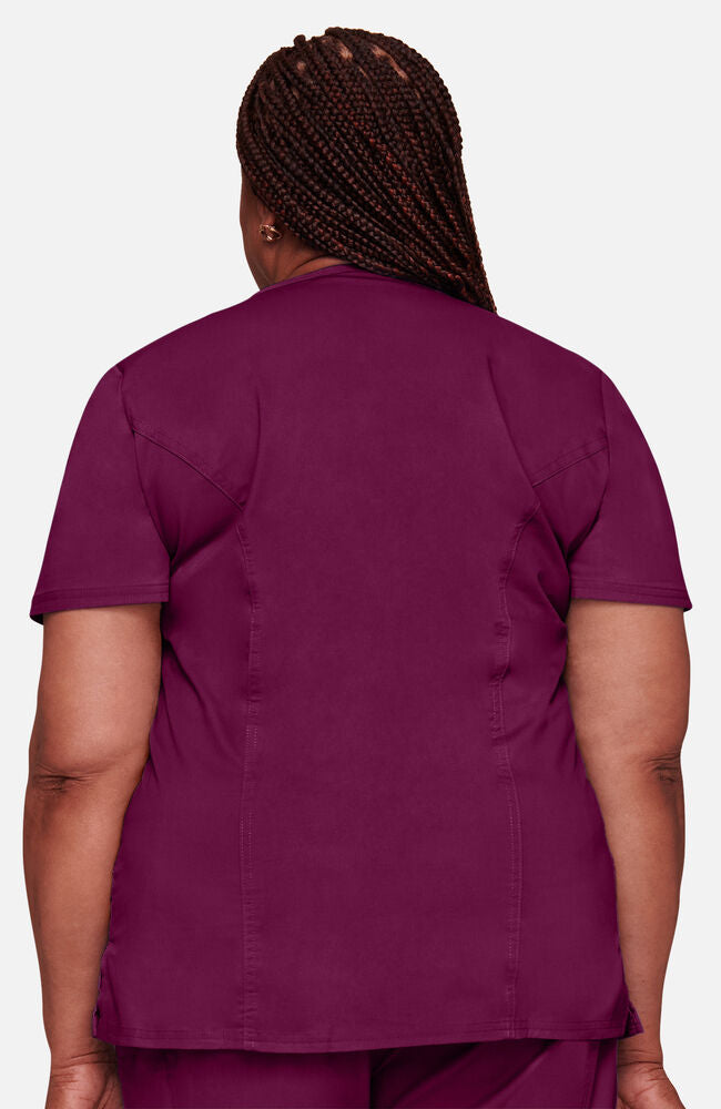 Cherokee Medical WW Core Stretch Women's Mock Wrap Princess Seam Solid Scrub Top