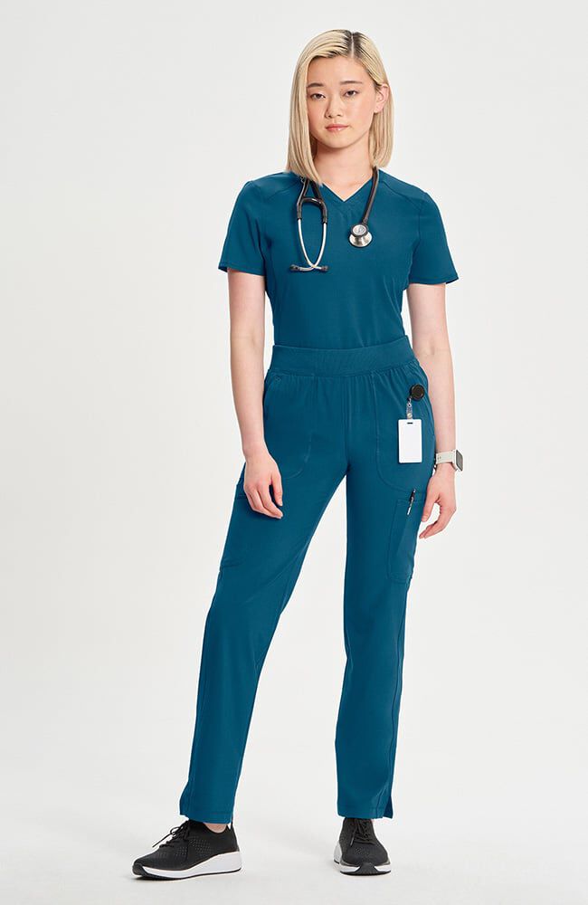 Infinity Women's Mid Rise Tapered Leg Pull-On Scrub Pant - Petite