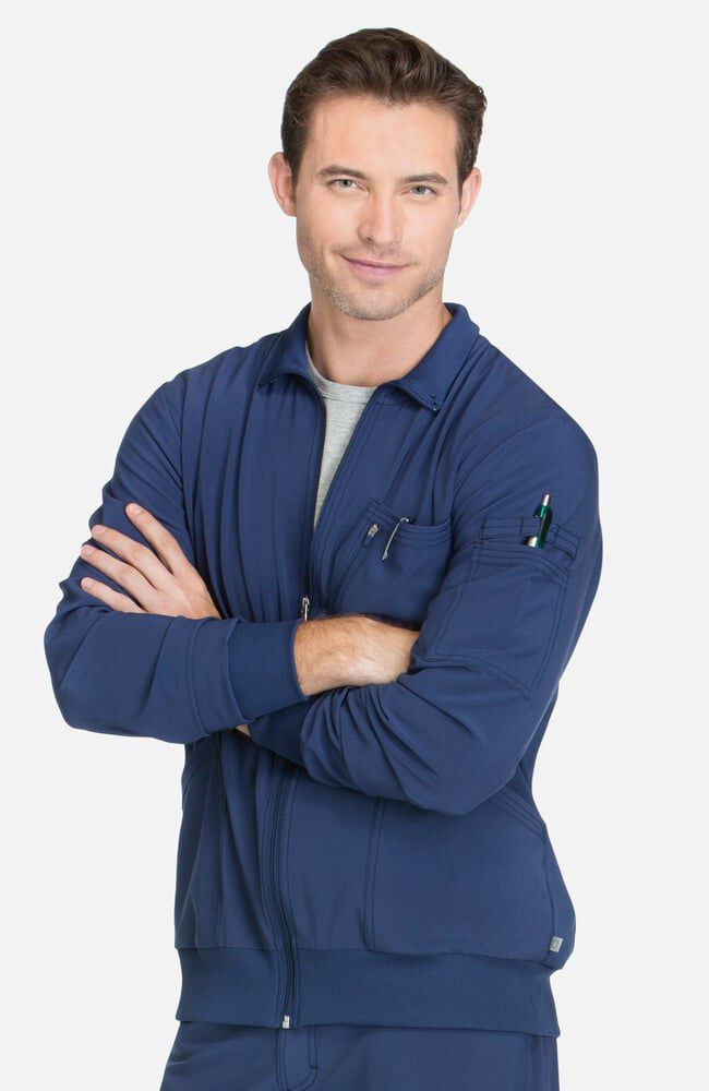 Infinity Men's Zip Front Rib Panel Scrub Jacket