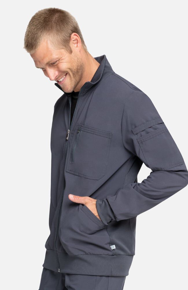Infinity Men's Zip Front Rib Panel Scrub Jacket