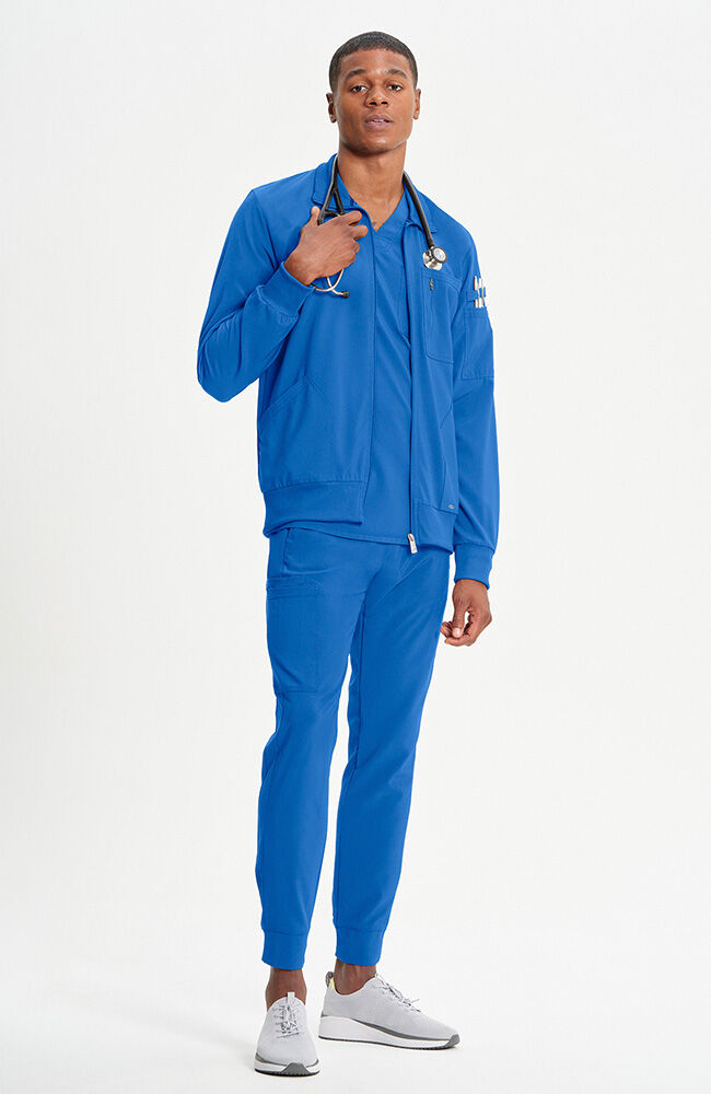Infinity Men's Zip Front Rib Panel Scrub Jacket