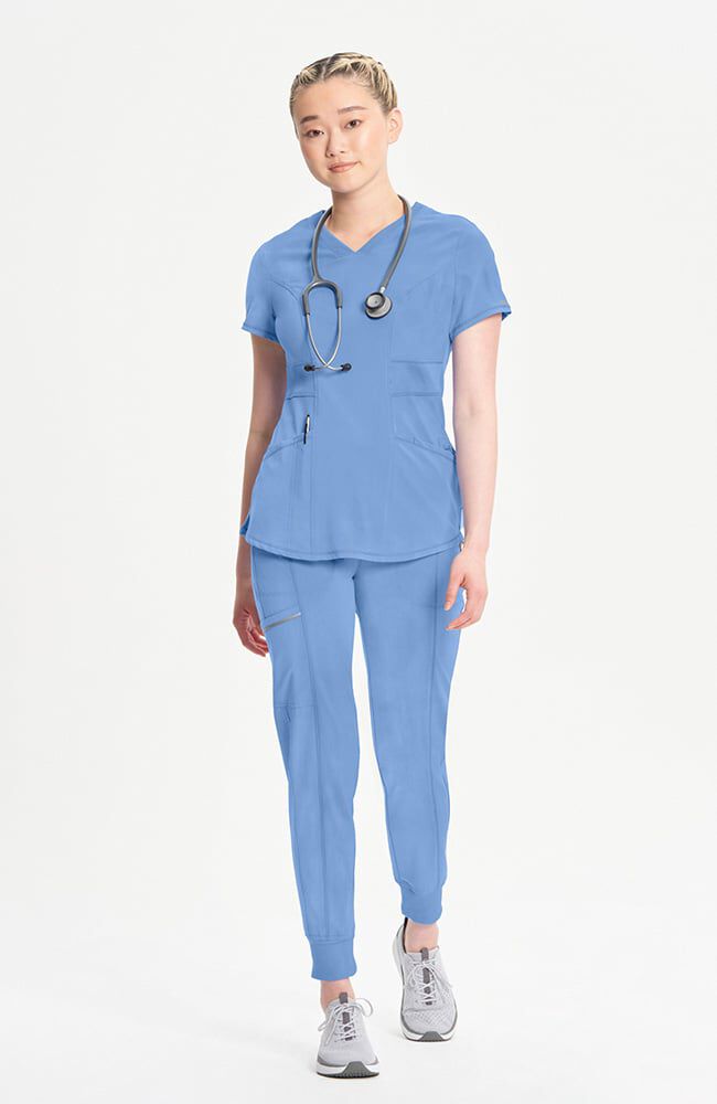 Infinity Women's 3-Pocket Knit Panel V-Neck Scrub Top