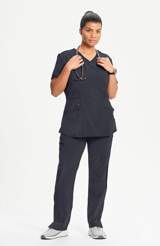 Infinity Women's 3-Pocket Knit Panel V-Neck Scrub Top