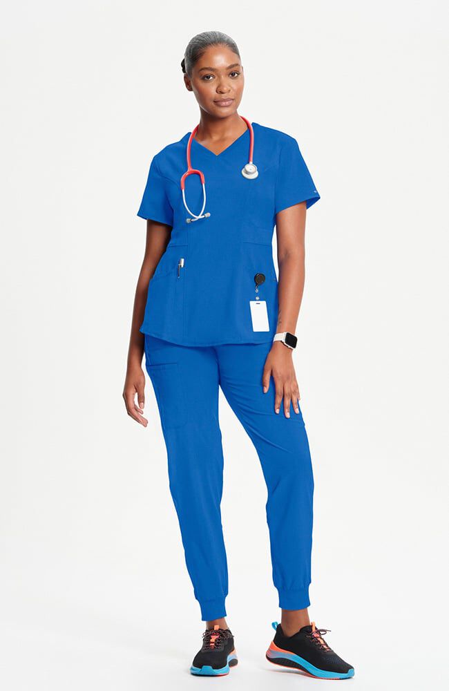 Infinity Women's 3-Pocket Knit Panel V-Neck Scrub Top