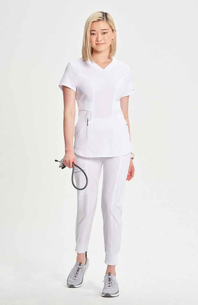Infinity Women's 3-Pocket Knit Panel V-Neck Scrub Top
