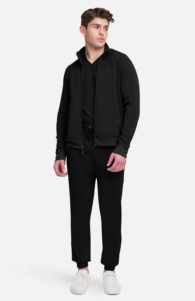 Lifestyle by Healing Hands Men's Zip Front Raglan Knit Scrub Jacket