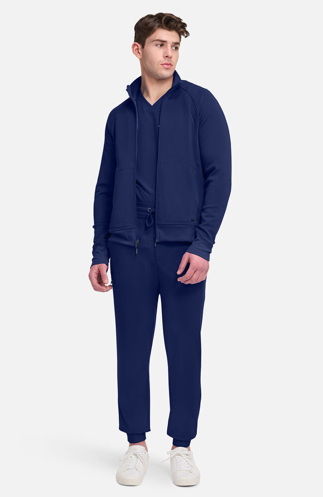 Lifestyle by Healing Hands Men's Zip Front Raglan Knit Scrub Jacket