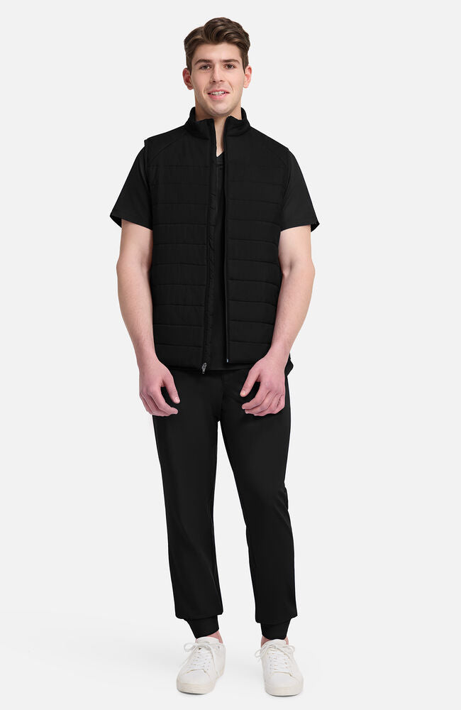 Lifestyle by Healing Hands Men's Zip Front Quilted 4-Pocket Scrub Vest