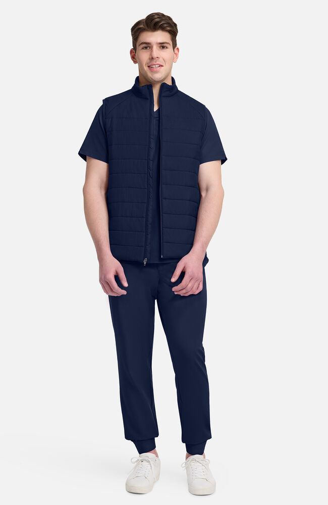Lifestyle by Healing Hands Men's Zip Front Quilted 4-Pocket Scrub Vest
