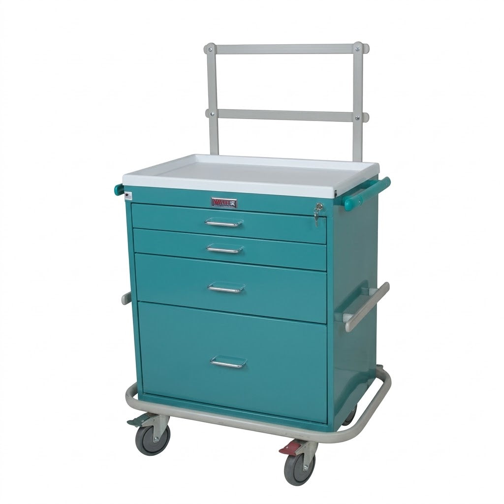 Harloff-6351 4-Drawer Specialty Workstation Cart, Key Lock, Accessory Package (1 EA)