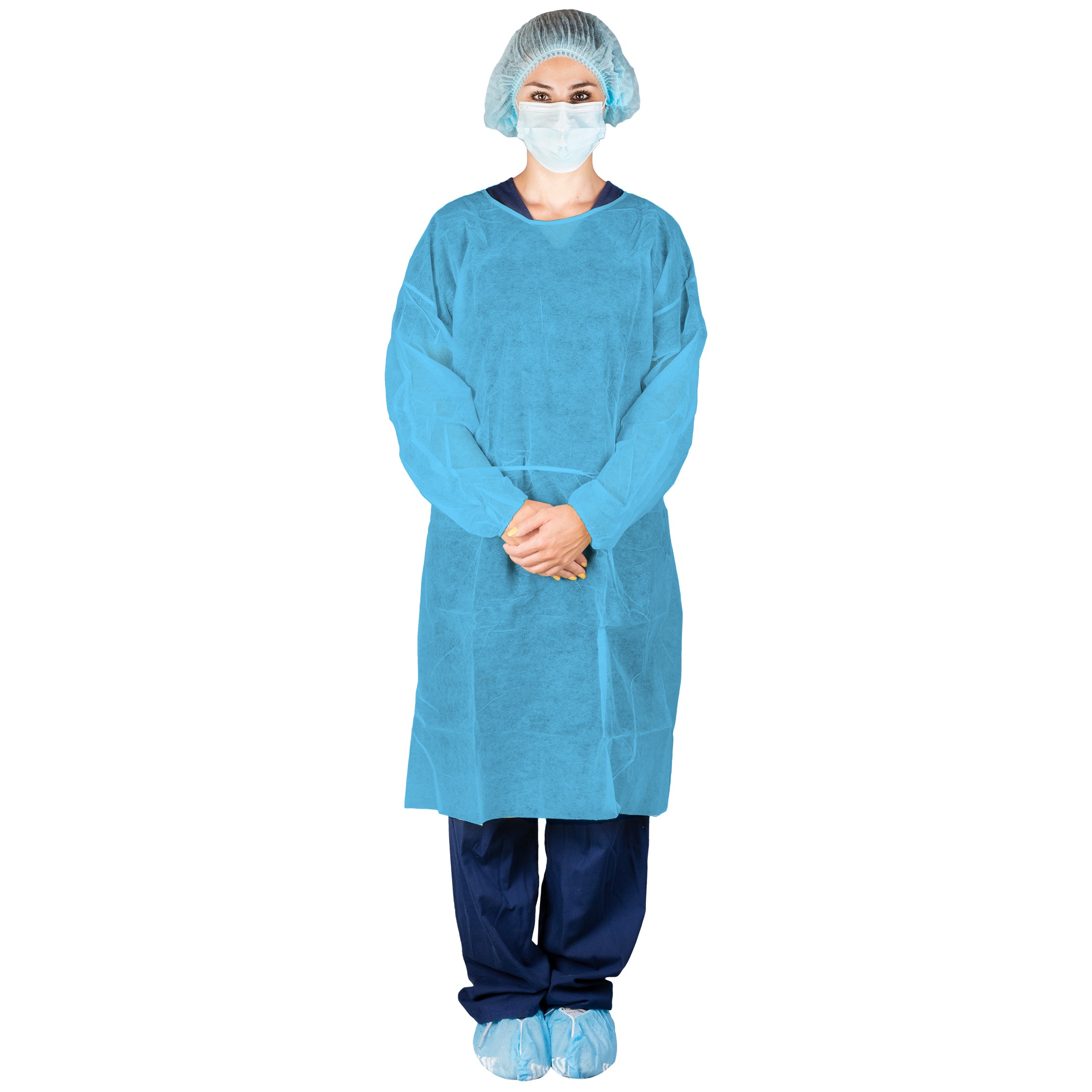 Dukal Corporation-303BL Isolation Gown, Poly Coated, Impervious, Blue (10/bg, 5 bg/cs)
