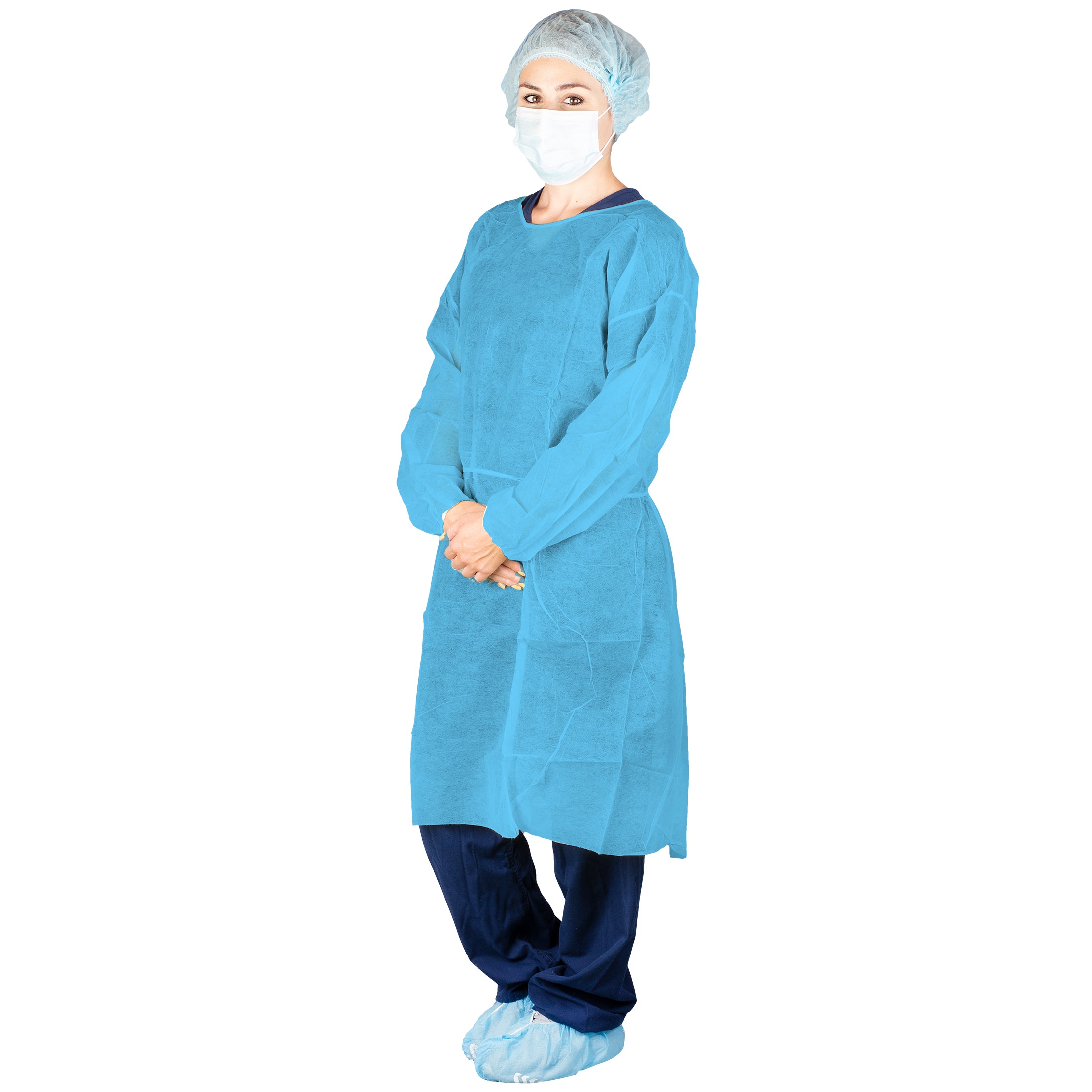 Dukal Corporation-303BL Isolation Gown, Poly Coated, Impervious, Blue (10/bg, 5 bg/cs)
