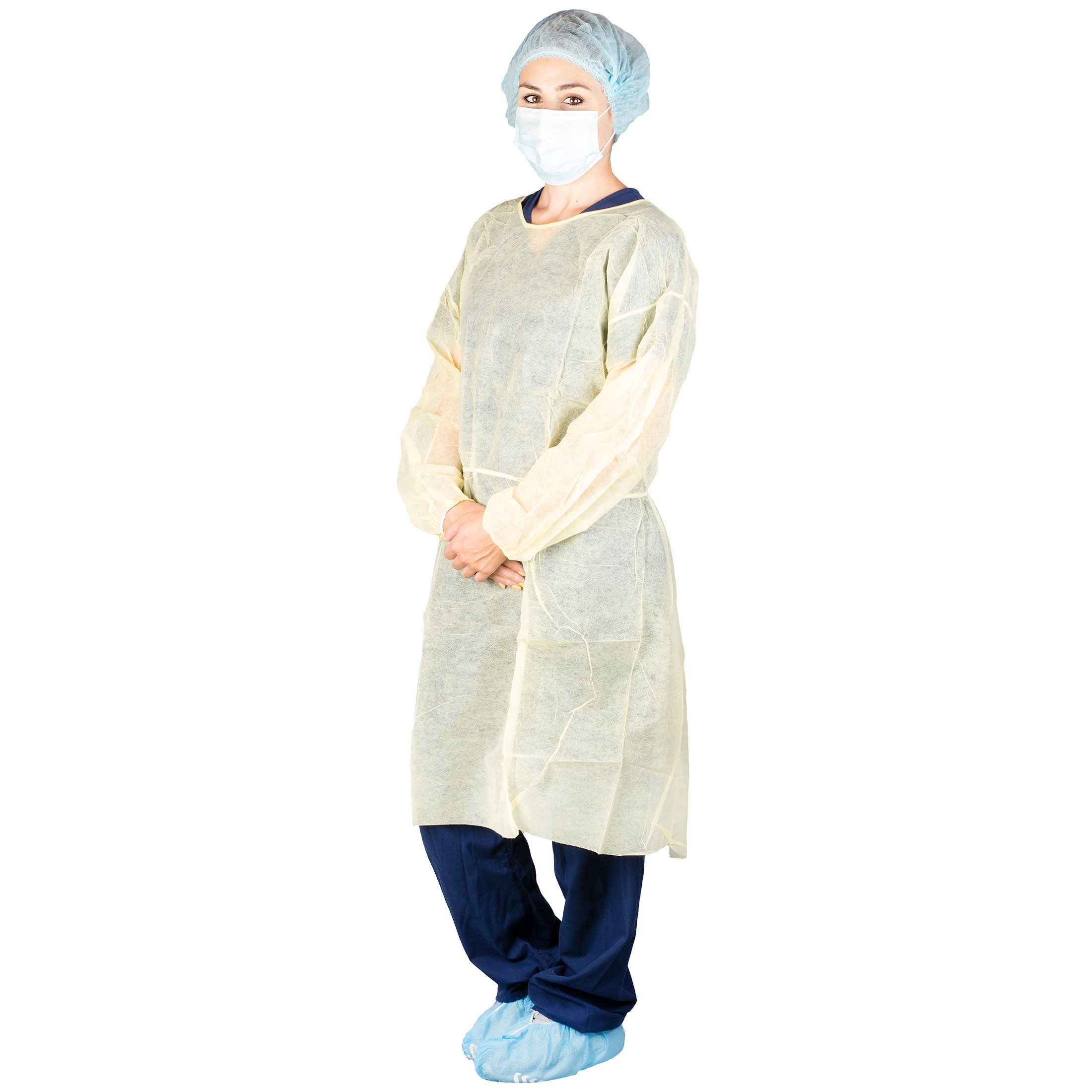 Dukal Corporation-303 Isolation Gown, Poly Coated, Impervious, Yellow (10/bg, 5 bg/cs ,36 cs/plt)