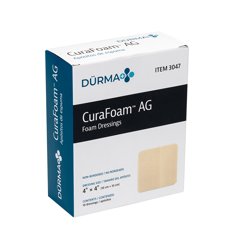 Dynarex-3047 CuraFoam AG - Foam Dressing 4" x 4" (10/10/cs)